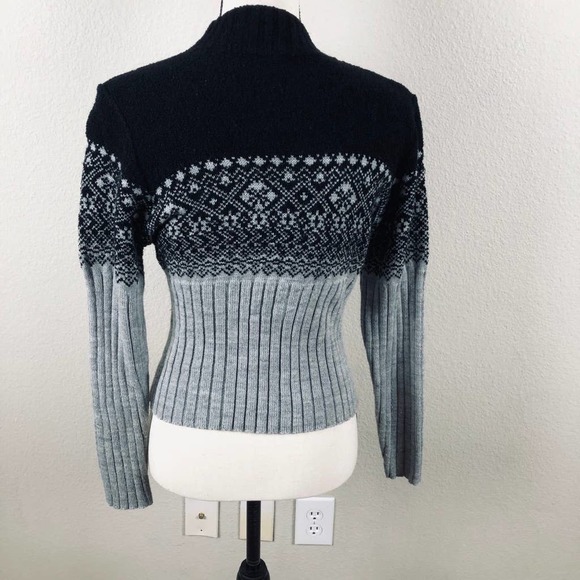 Glory USA Sweater Black White Fairisle Mock Neck Pullover Cropped Size Small - Picture 11 of 14